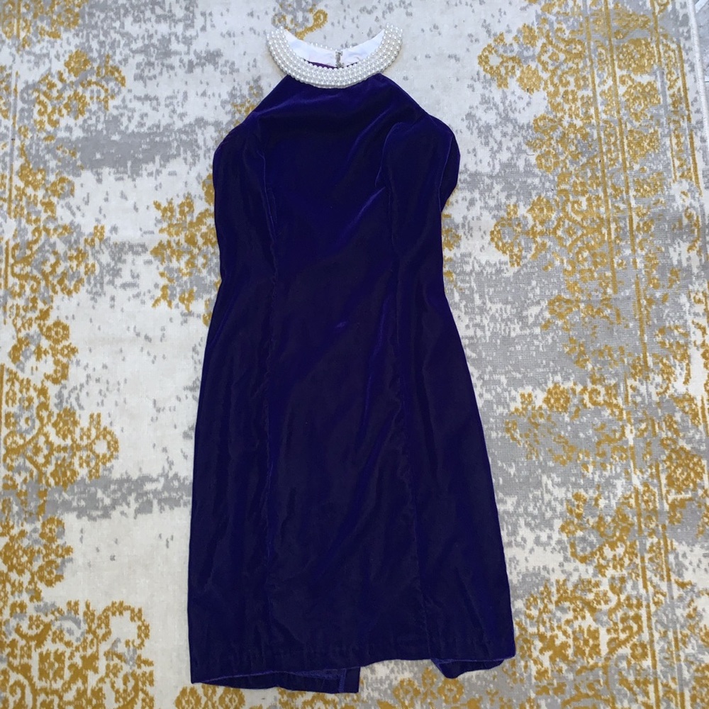 Vintage 80s Electric Purple/Blue velvet dress
